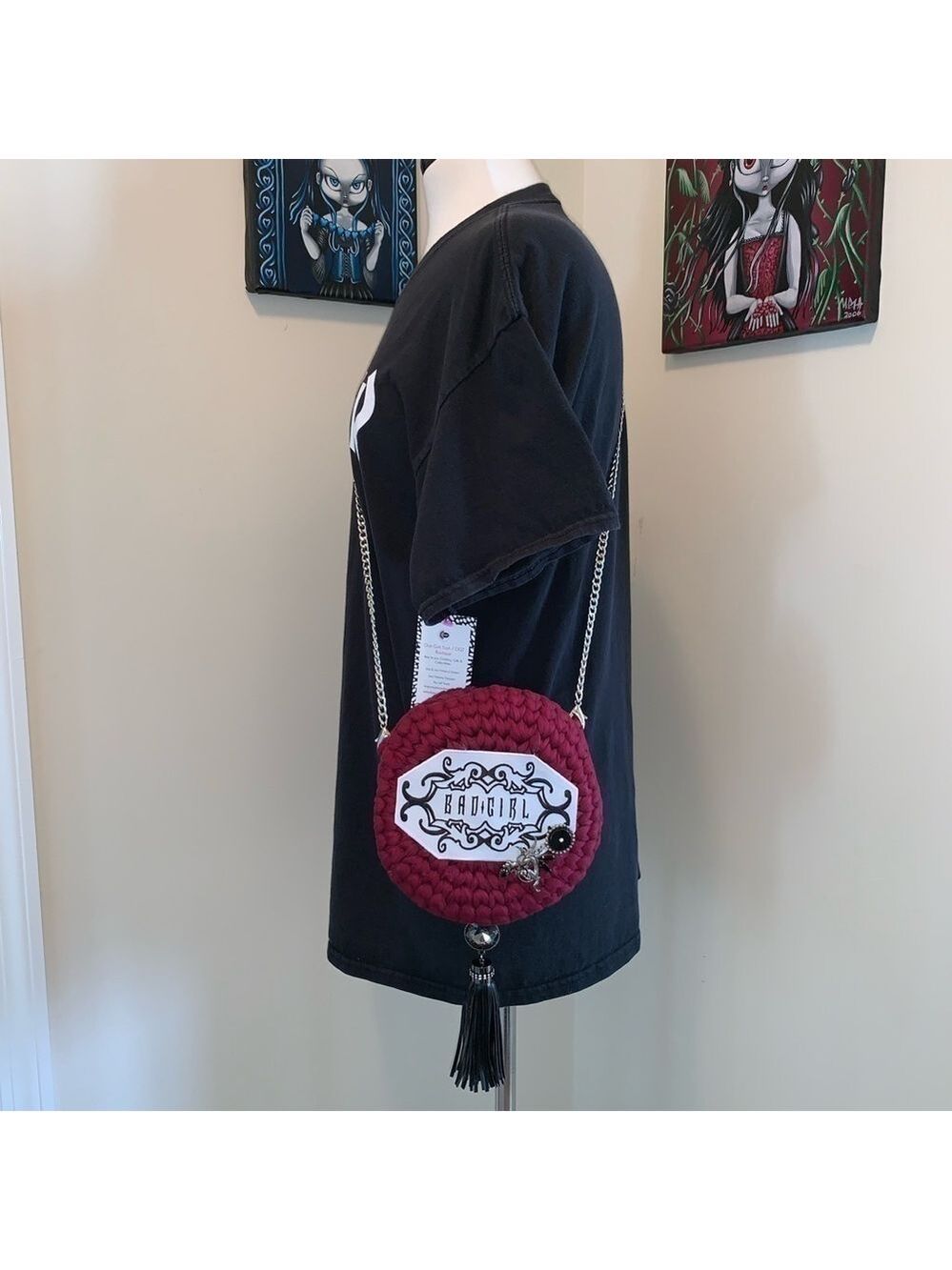 Villains Crossbody Purse Disney Upcycled T Shirt Yarn - Picture 3 of 8